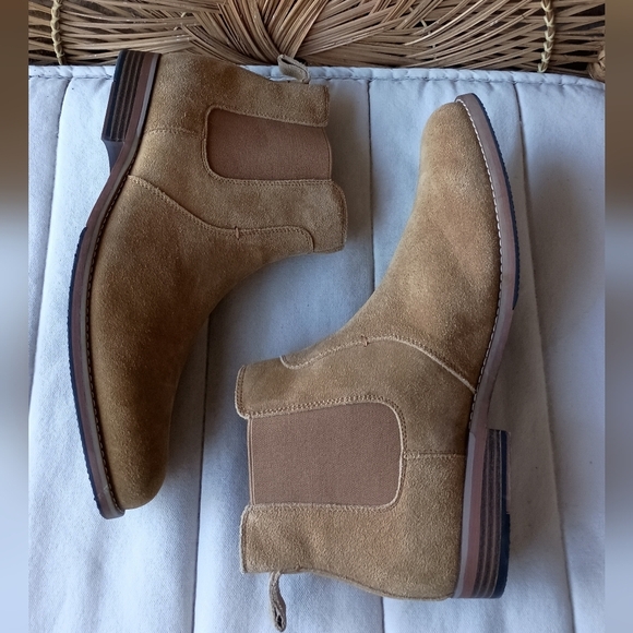 NWOT Anjoufemme Tan Suede Leather Men\'s Chelsea Boots_47 main image 4